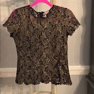 Black and gold lace blouse